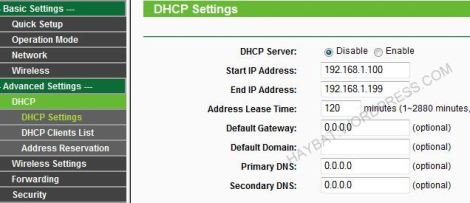 disable DHCP